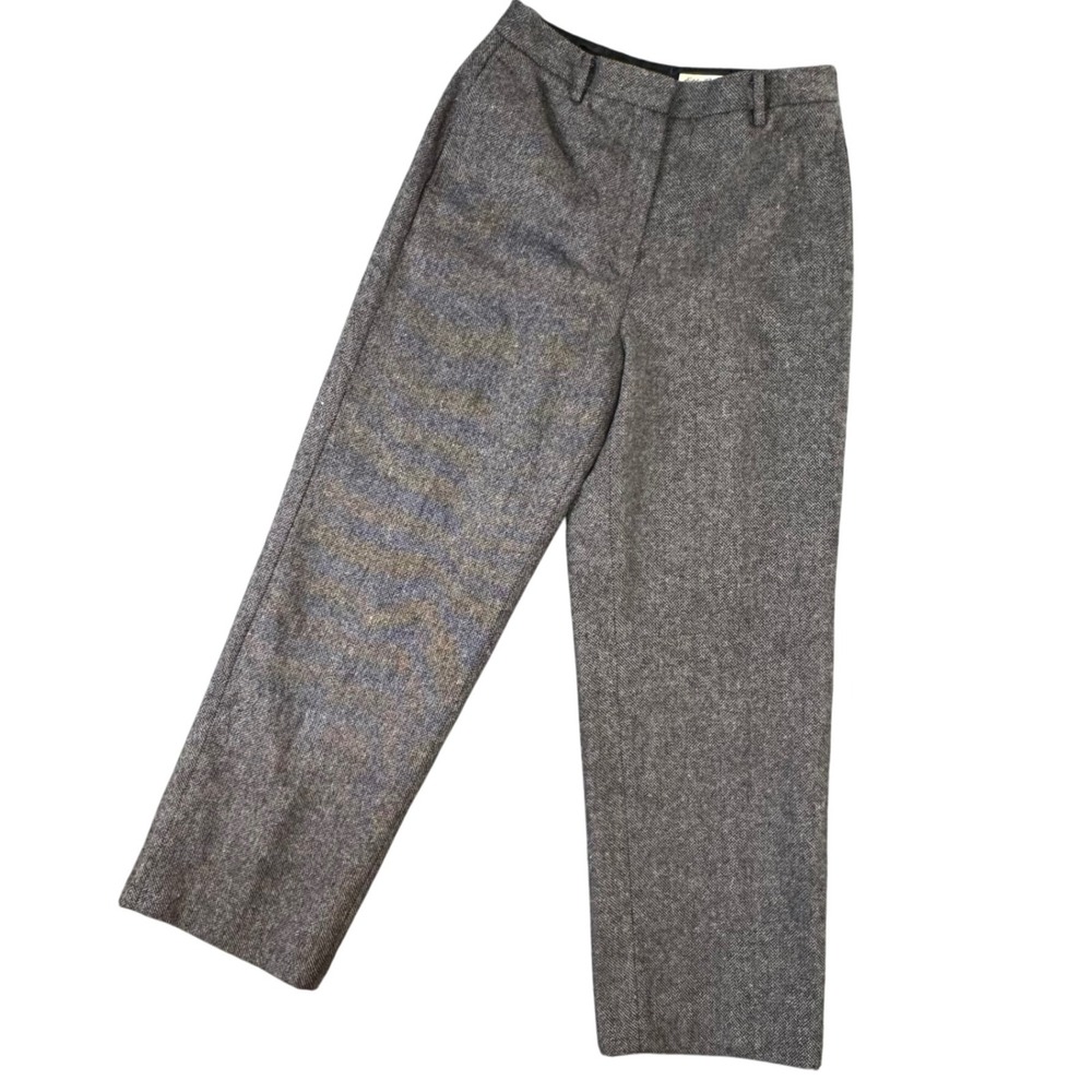 Eddie Bauer Womens Gray Tweed Wool Blend Trousers 8 Wide Leg Old Money Academia